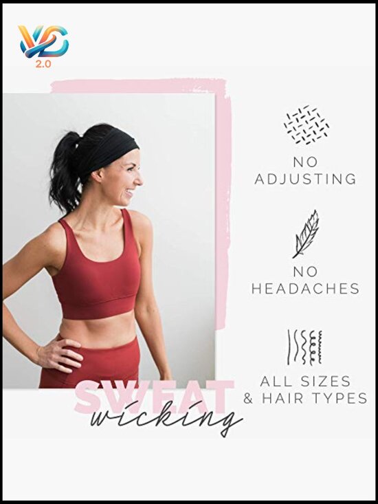 4 Pack Workout Headbands Non Slip Wide Sweatband for Gym Running Yoga